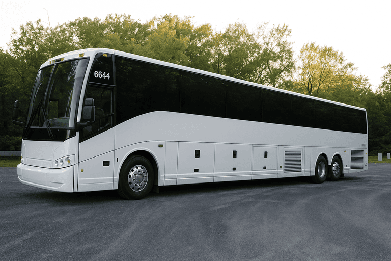exterior of Charter Bus Rental Lafayette coach bus